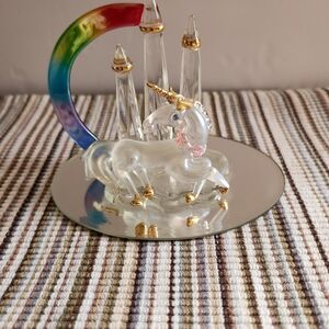 Vintage Glass Blown Unicorn & Castle